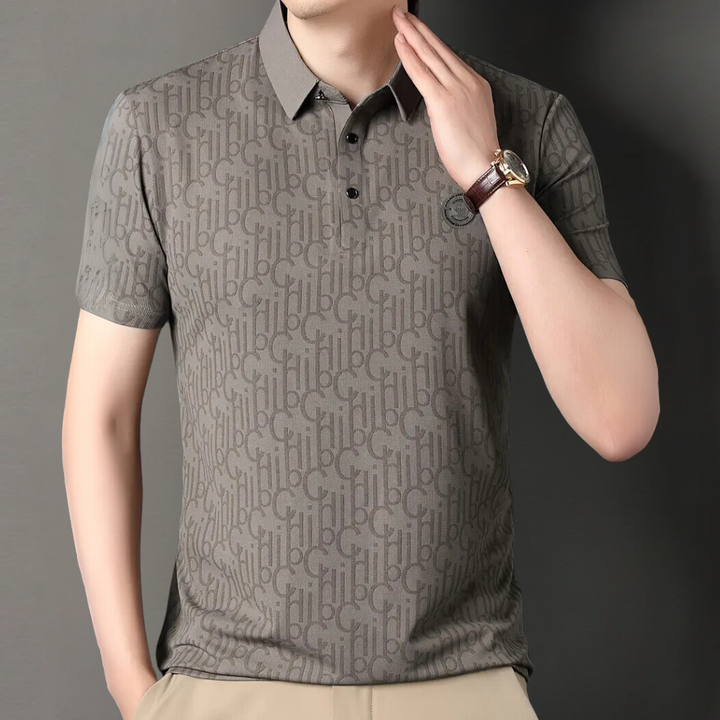 Fashionable men's short sleeve vertical stripe button-up shirt. Classic style, comfortable for summer.