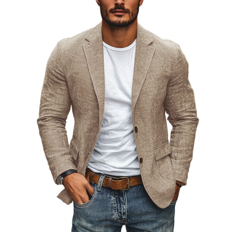 Stylish men's single-breasted blazer. Lightweight & breathable for smart-casual, relaxed fit everyday style.