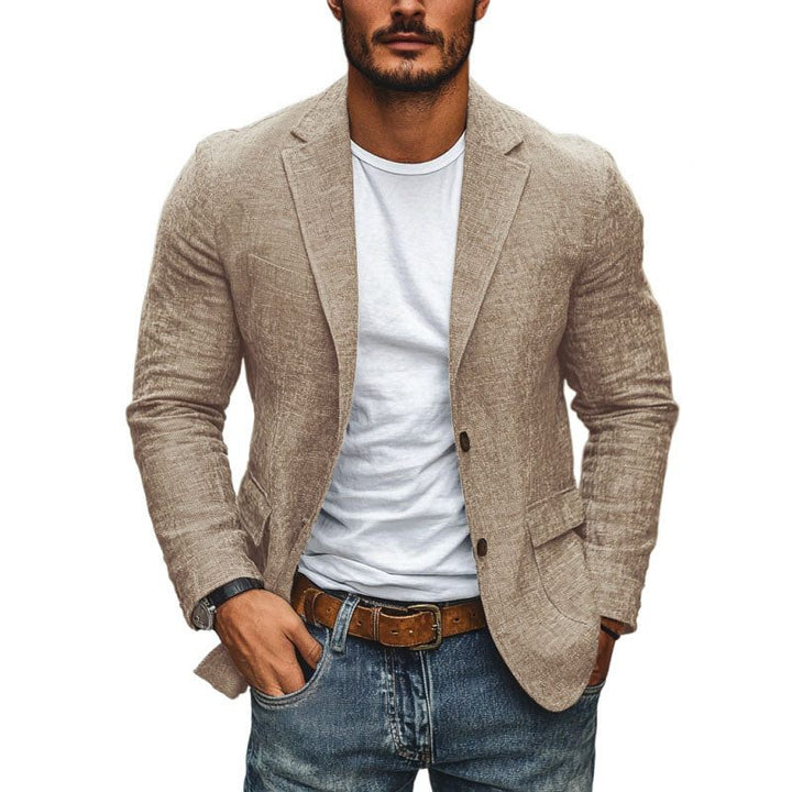 Stylish men's single-breasted blazer. Lightweight & breathable for smart-casual, relaxed fit everyday style.