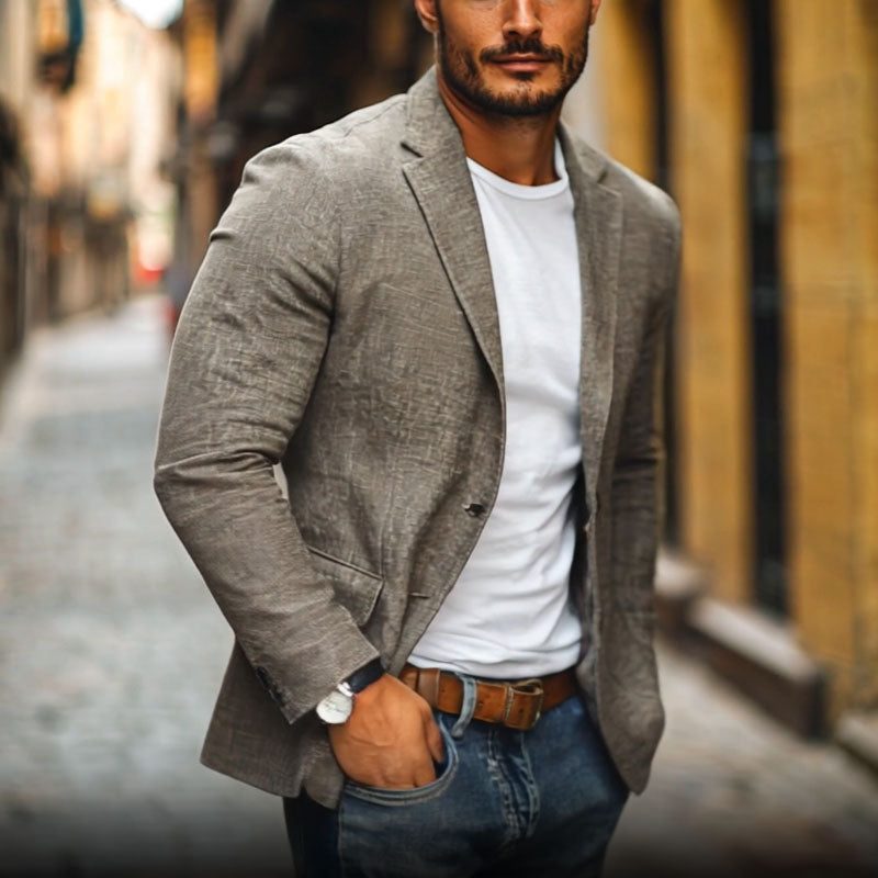 Men's Single-Breasted Smart-Casual Blazer Jacket. Ideal for everyday, relaxed wear in spring & autumn.