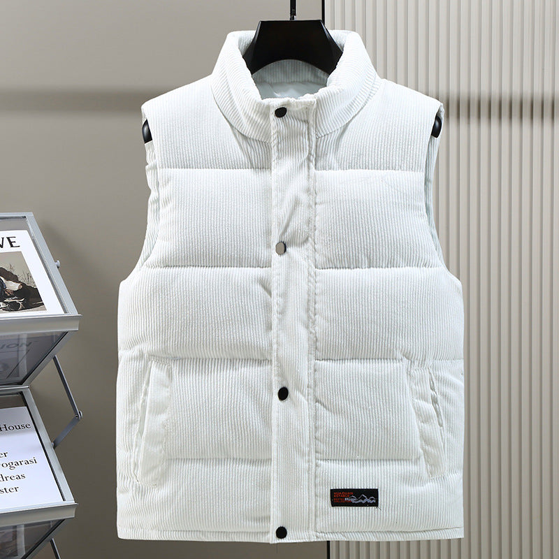 Stylish men's puffer vest. Sleeveless jacket, perfect for casual wear & winter fashion. Snap closure, stand collar.