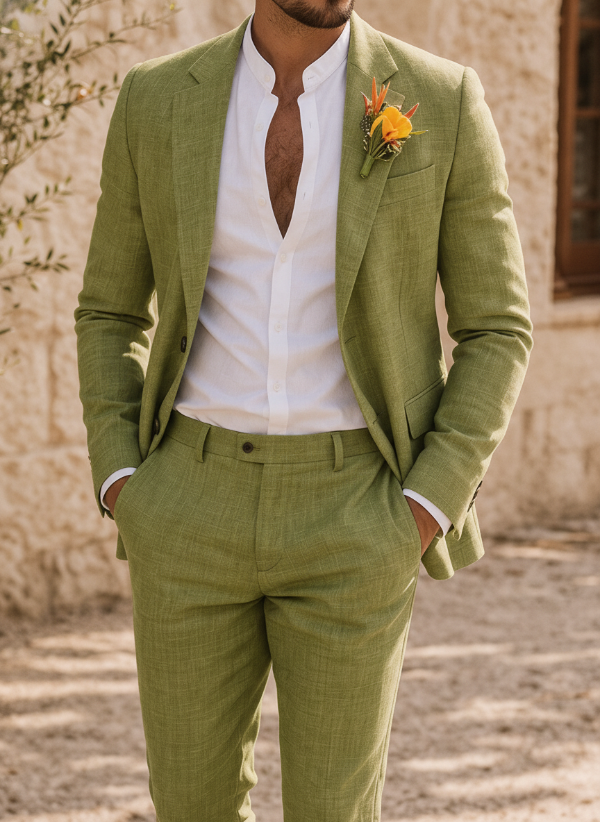 Men's slim fit 2-piece suit. Tailored formal wear for wedding guests & special events. Modern, sharp occasion suit.
