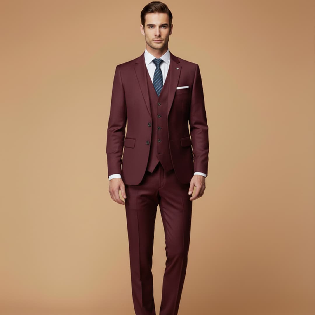 Sophisticated menswear: 3-piece slim fit suit for special occasions.