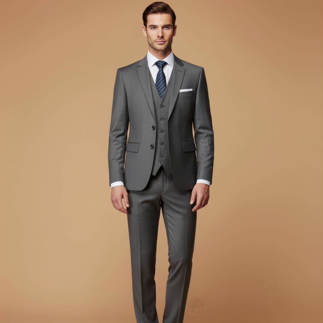 Groom's choice: slim fit 3-piece wedding suit for the modern man.