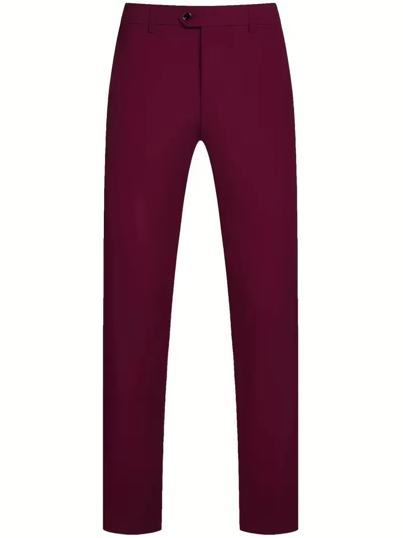 Sophisticated men's slim fit 3-piece suit, featuring notched lapels for a polished look.