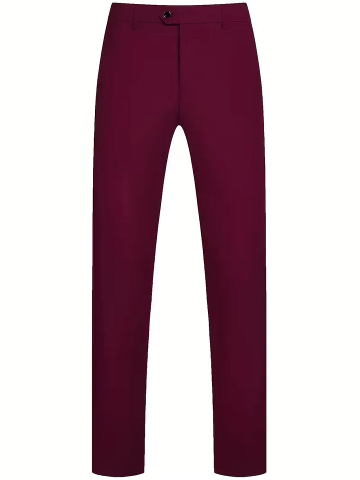 Sophisticated men's slim fit 3-piece suit, featuring notched lapels for a polished look.