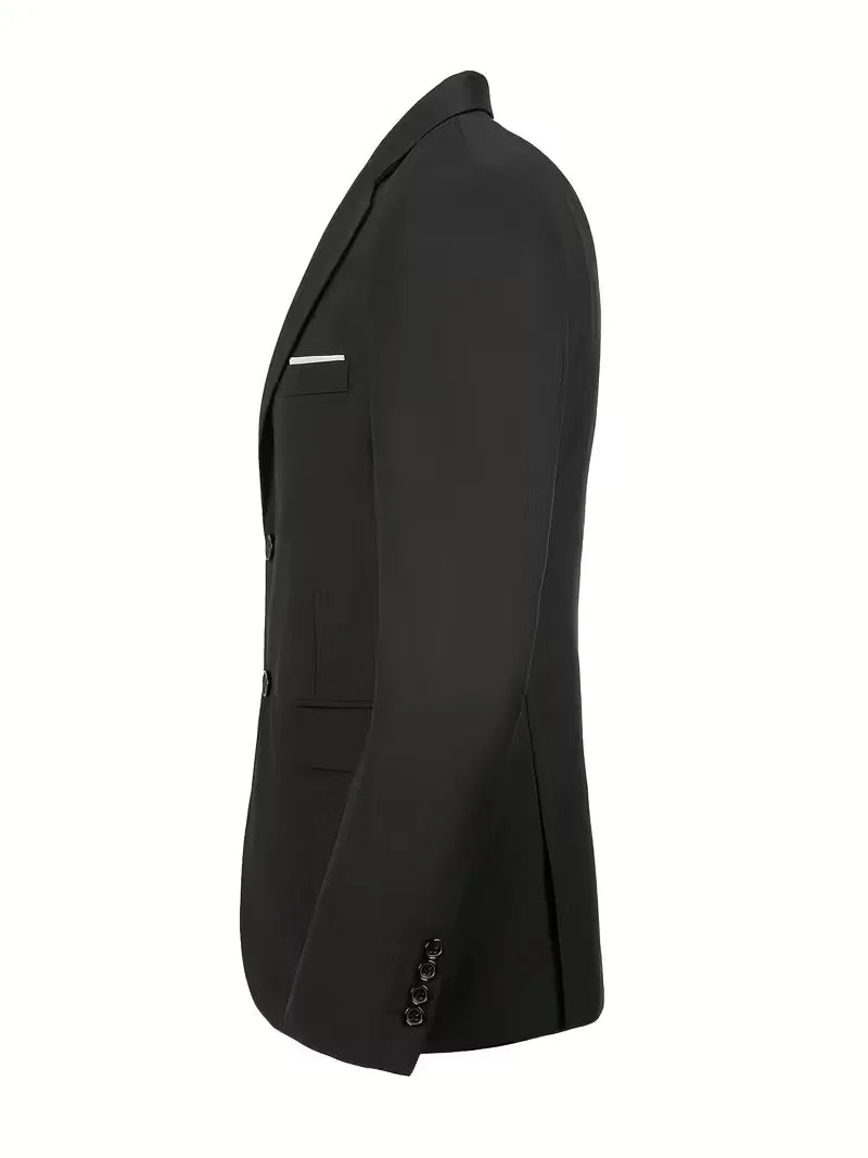 Versatile men's slim fit suit, 3-piece with notched lapels, perfect for formal & business.