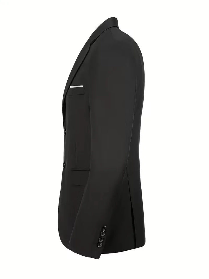 Versatile men's slim fit suit, 3-piece with notched lapels, perfect for formal & business.