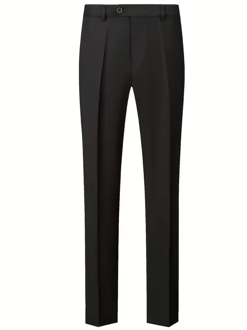 Classic men's slim fit 3-piece suit, featuring a waistcoat and notched lapels for elegance.