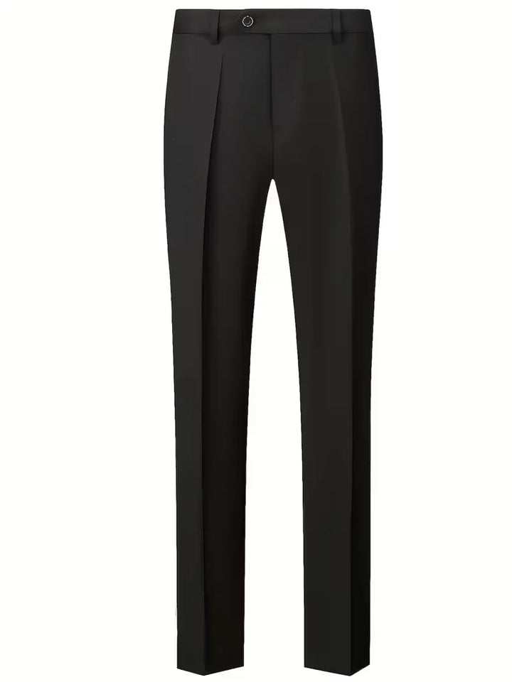 Classic men's slim fit 3-piece suit, featuring a waistcoat and notched lapels for elegance.