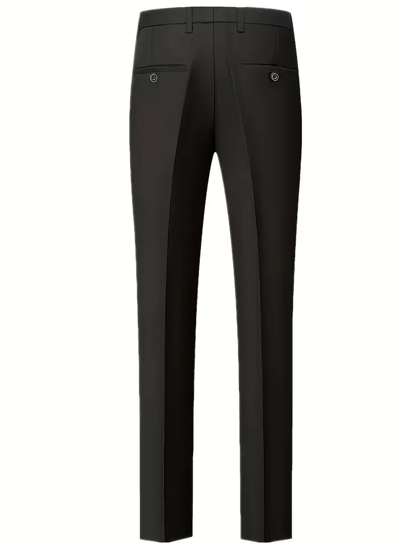 Tailored men's slim fit three-piece suit with notched lapels, for a sharp, modern style.