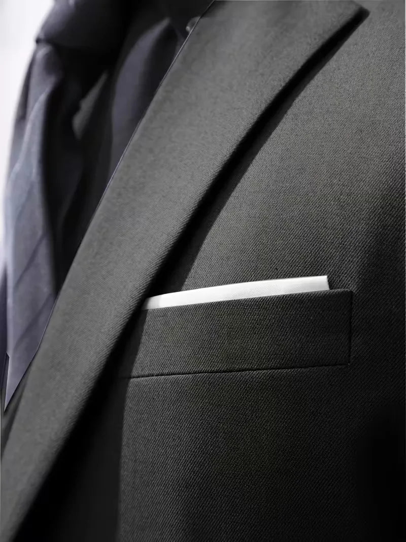Men's professional slim fit suit, 3-piece with notched lapels, suitable for any event.