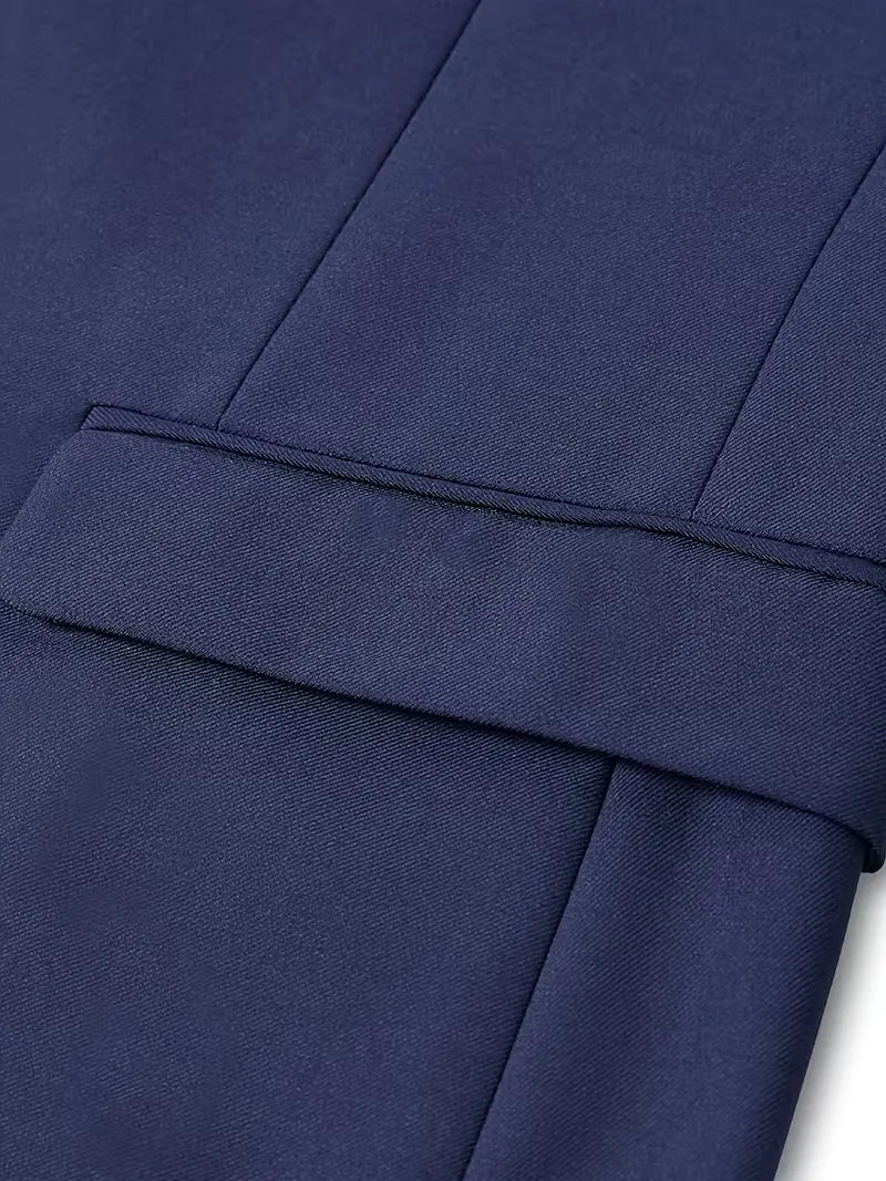 Men's versatile slim fit 3-piece suit with notched lapels. Great for formal, business, wedding.