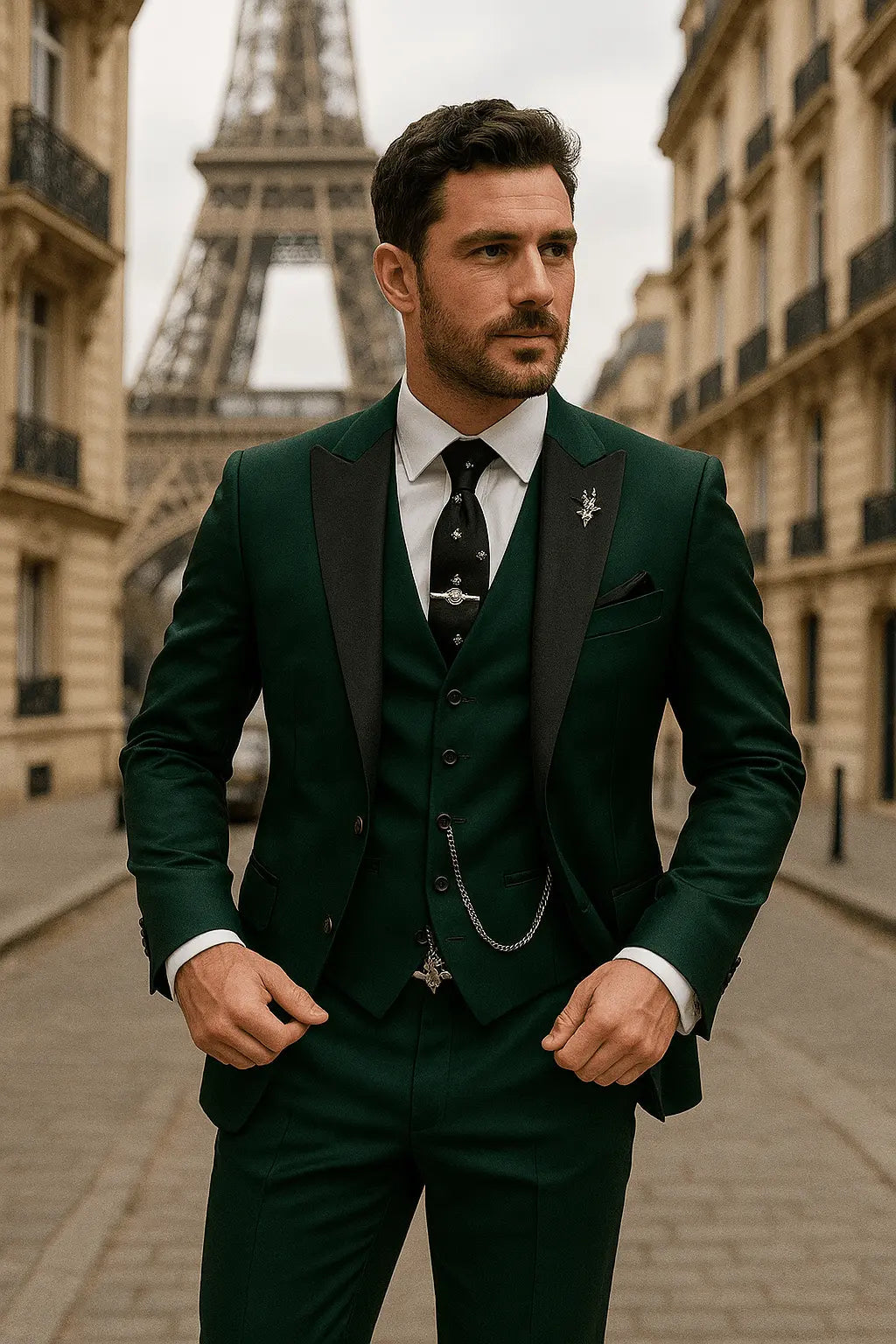 Men's slim fit 3-piece suit with waistcoat. Perfect formalwear for weddings, business & special events.