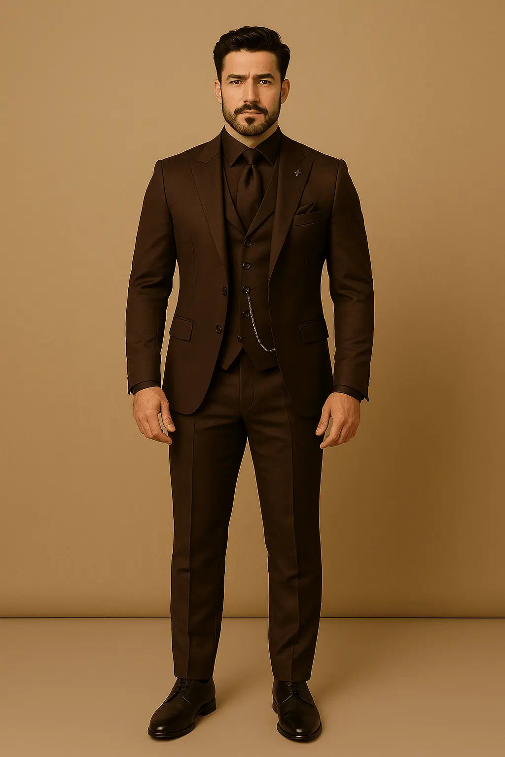 High-quality men's slim fit 3-piece tailored suit with waistcoat. Designed for a luxurious & sophisticated event look.