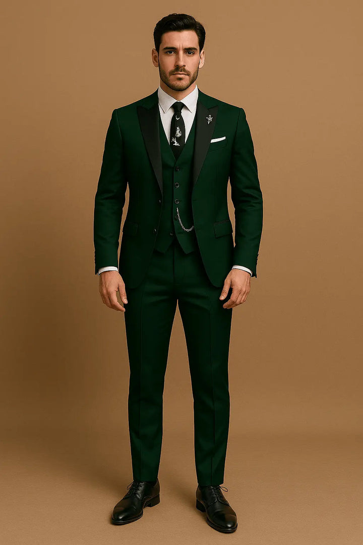 Modern men's slim fit 3-piece suit, with a versatile waistcoat included. Perfect for smart, contemporary fashion.