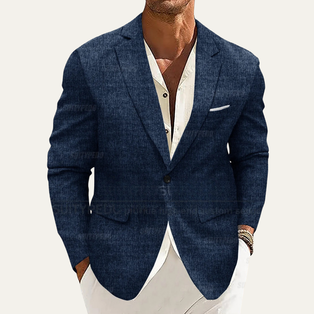 Modern men's slim fit blazer, lightweight & comfortable for work or weekend wear.