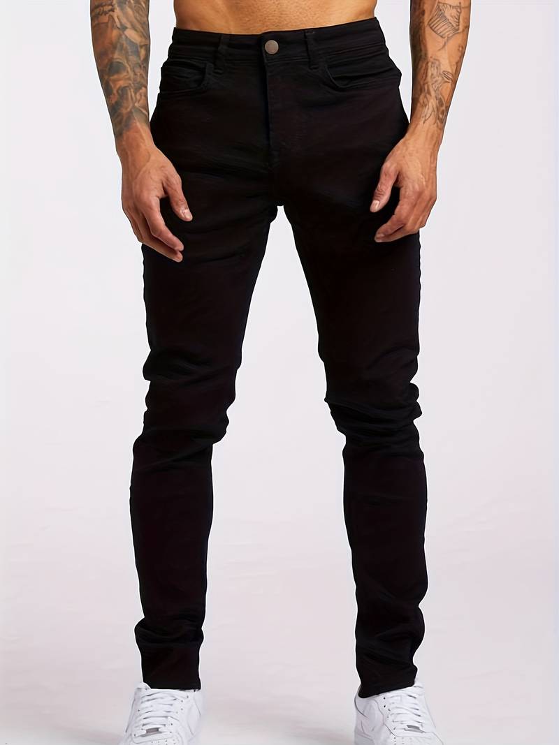 Versatile men's denim jeans in a slim fit, perfect for streetwear style