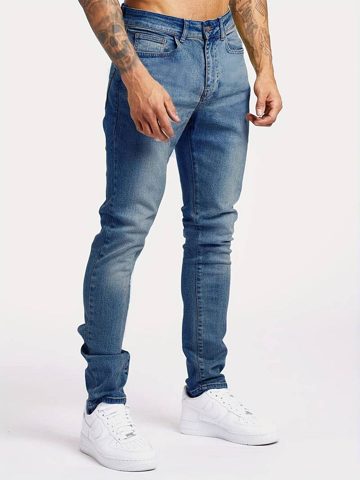 Detailed shot of men's casual wear jeans, slim fit and five-pocket style