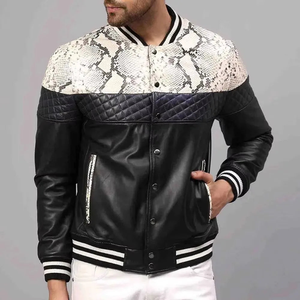 Men's stylish black slim fit bomber jacket. Stand collar winter outerwear, breathable for casual fashion.