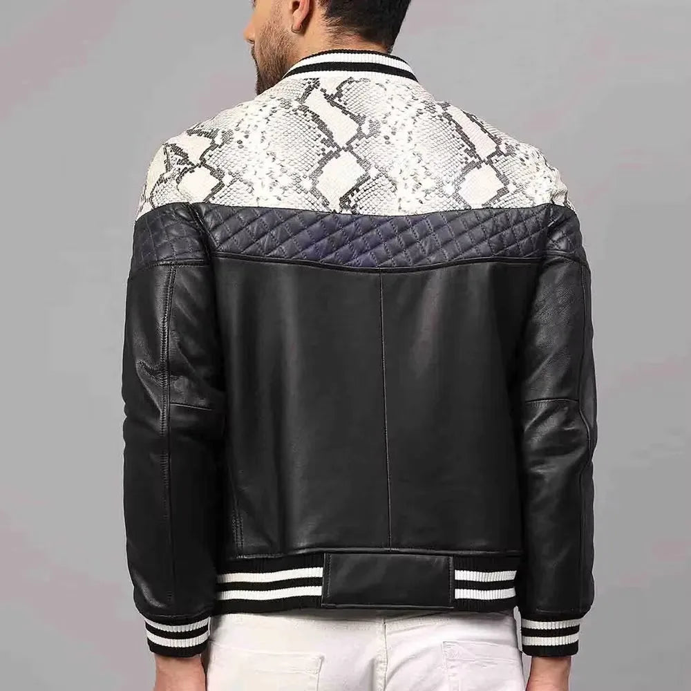 Classic men's slim fit bomber jacket. Black, stand collar. Versatile, breathable winter outerwear for men's fashion.