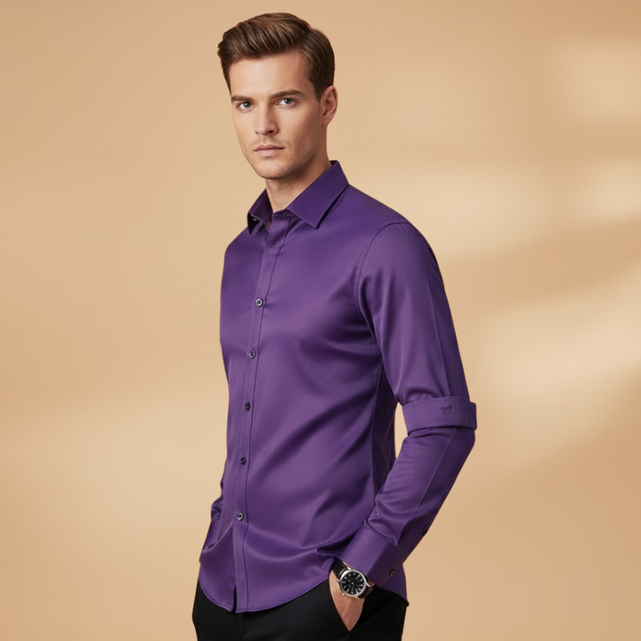 Professional look with this men's office wear button-down shirt.