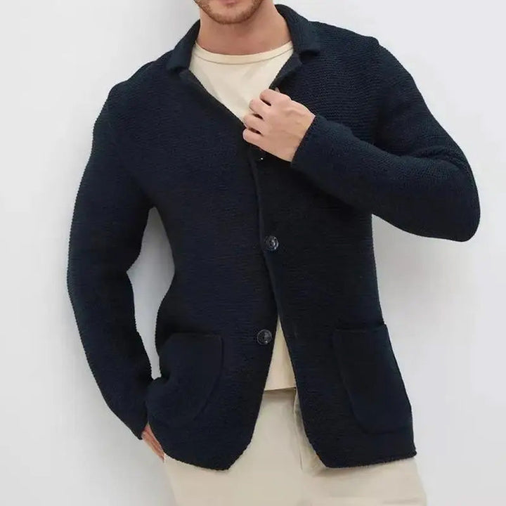Men's slim fit casual cardigan with turn-down collar & button front. Perfect for stylish everyday layering.