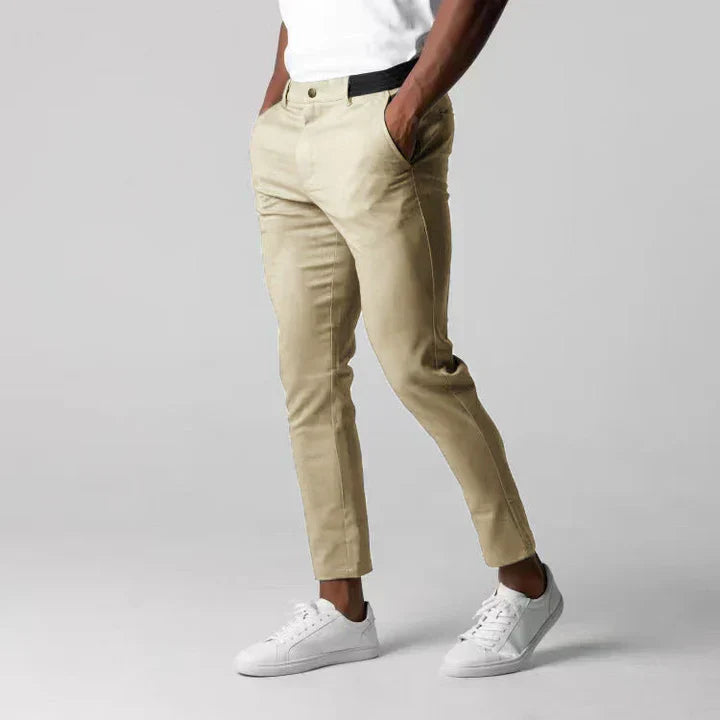 Men's slim fit casual chinos in a versatile color, perfect for effortless smart-casual style & everyday comfort.