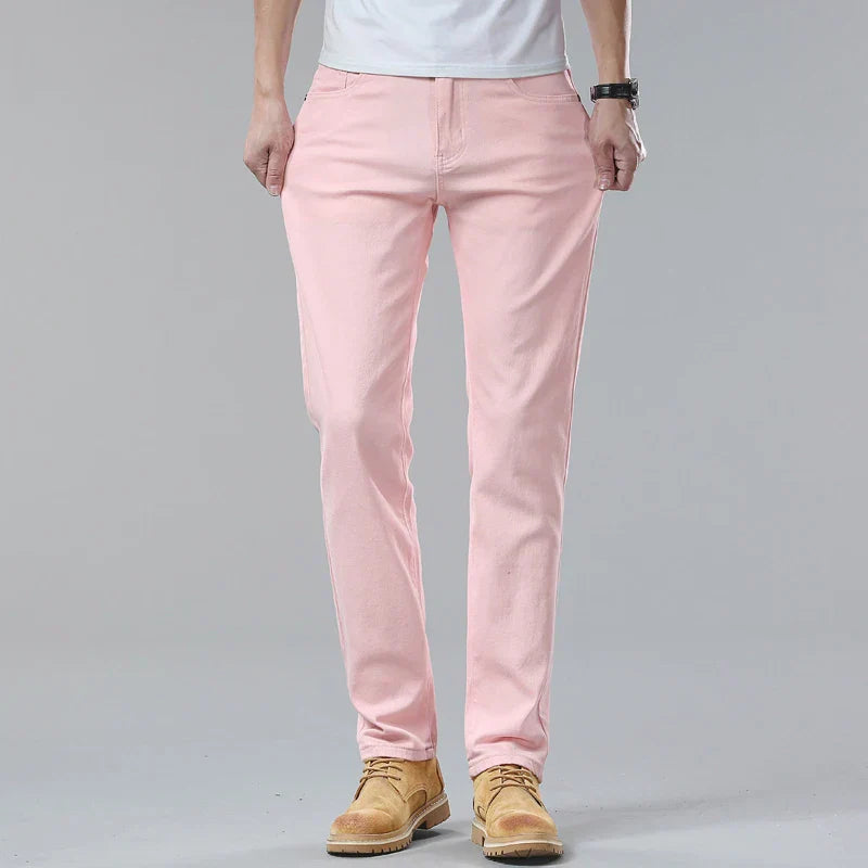 Men's slim fit casual jeans in classic five-pocket style.