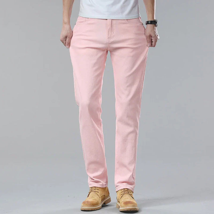 Men's slim fit casual jeans in classic five-pocket style.