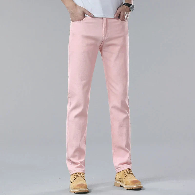 Comfortable and fashionable men's slim fit jeans in blue denim.
