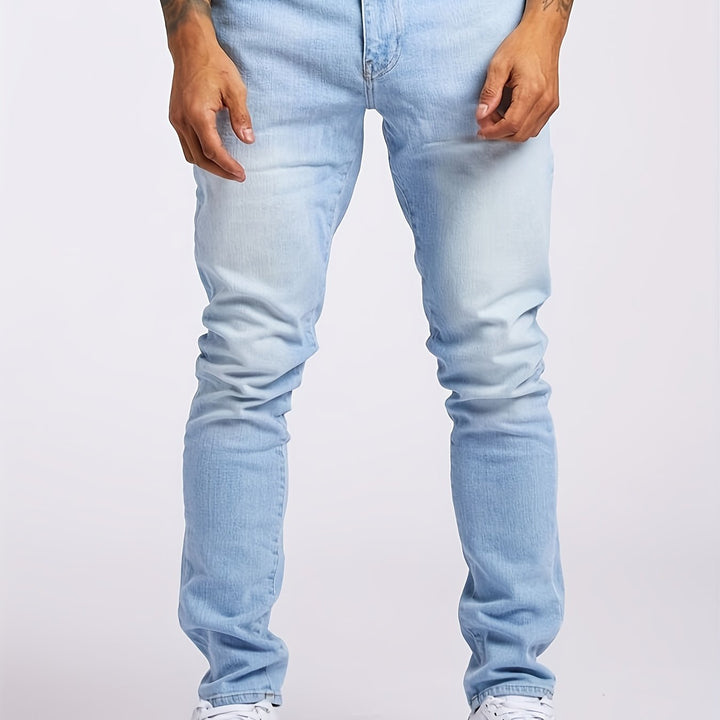Contemporary Men's Stretch Denim Jeans, slim fit design for stylish, everyday wear.