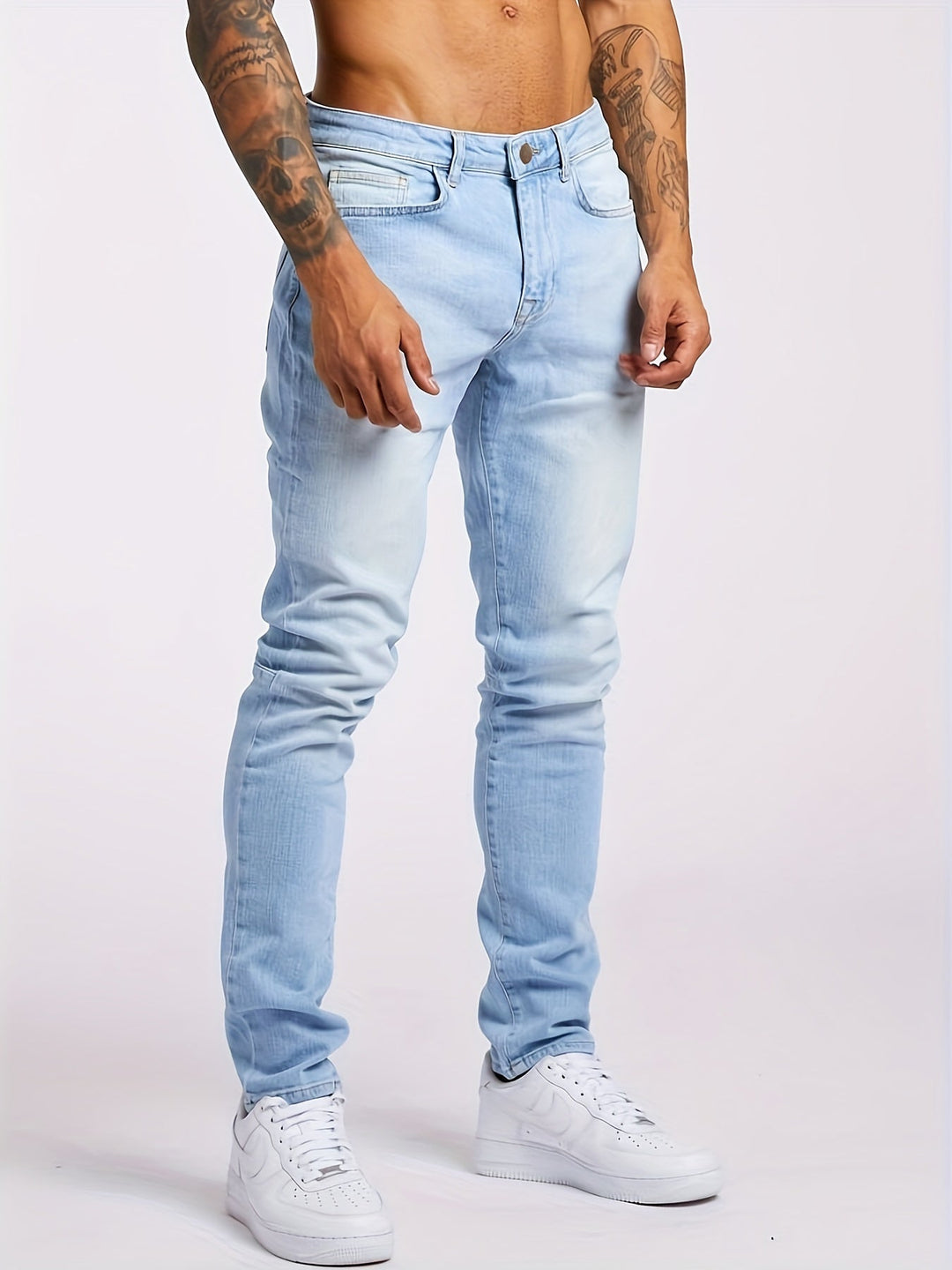 Achieve a modern look with Men's Slim Fit Casual Stretch Denim Jeans; comfortable & fashionable.