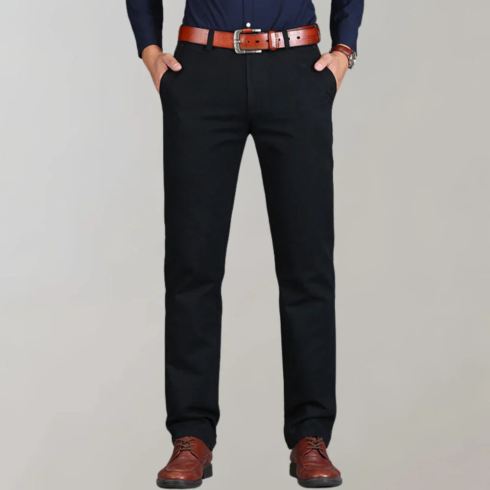 Versatile men's slim fit chinos, ideal for smart casual outfits or comfortable everyday fashion. Essential men's trousers.