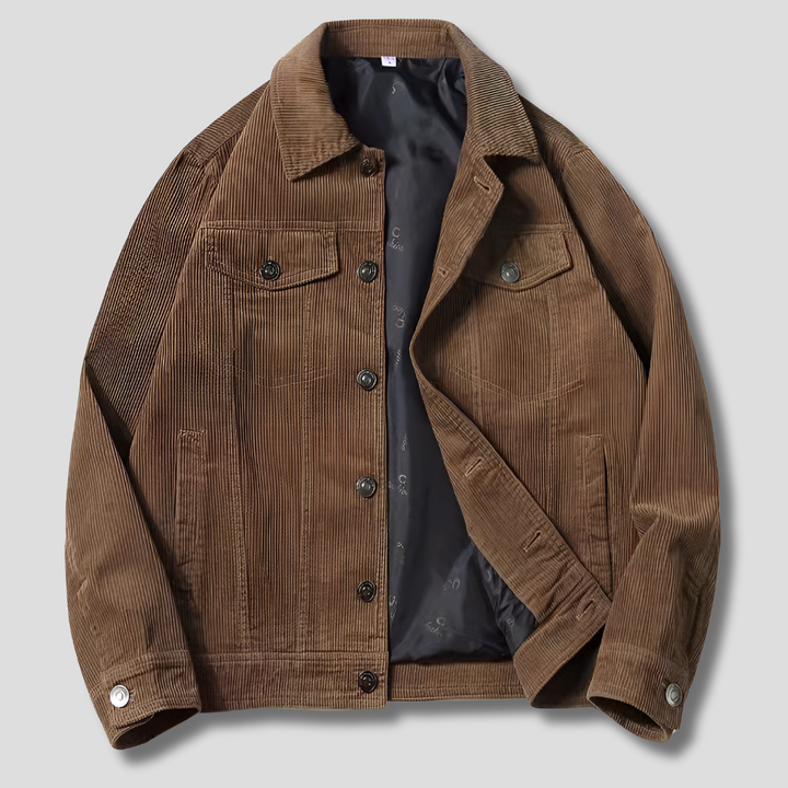 Men's everyday slim fit corduroy jacket. Modern, versatile outerwear for casual layering.