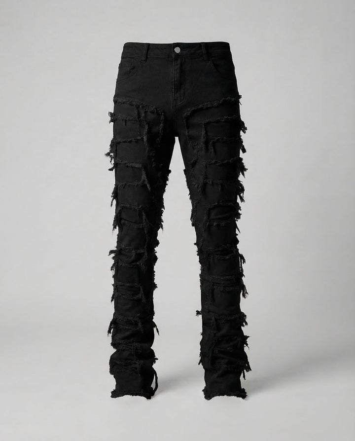 Men's slim fit jeans with destroyed accents, ideal for urban fashion and a laid-back street style.