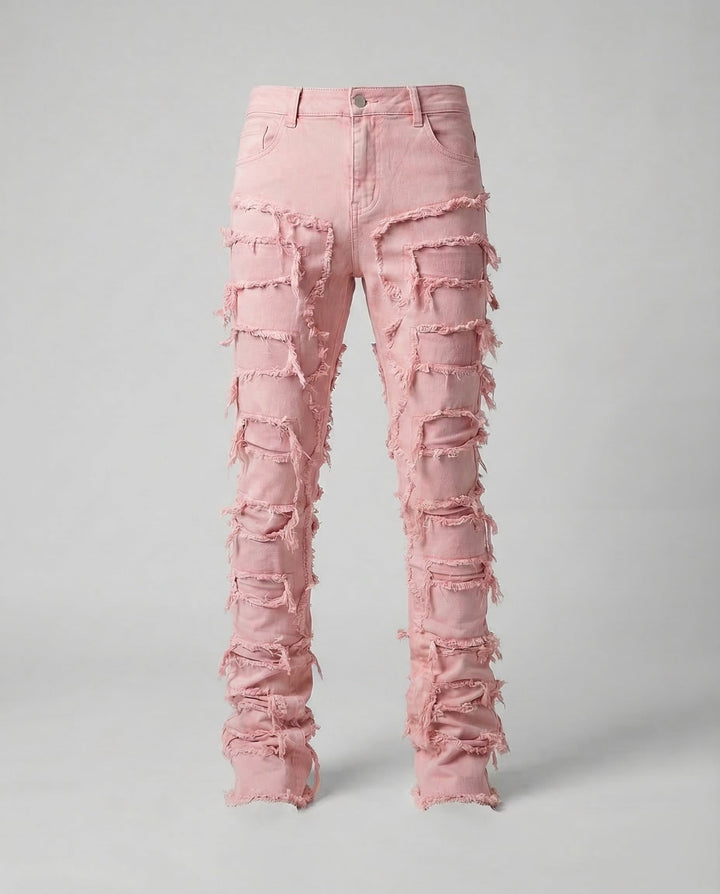 Modern men's destroyed jeans, slim fit, perfect for an urban look and trendy men's fashion.