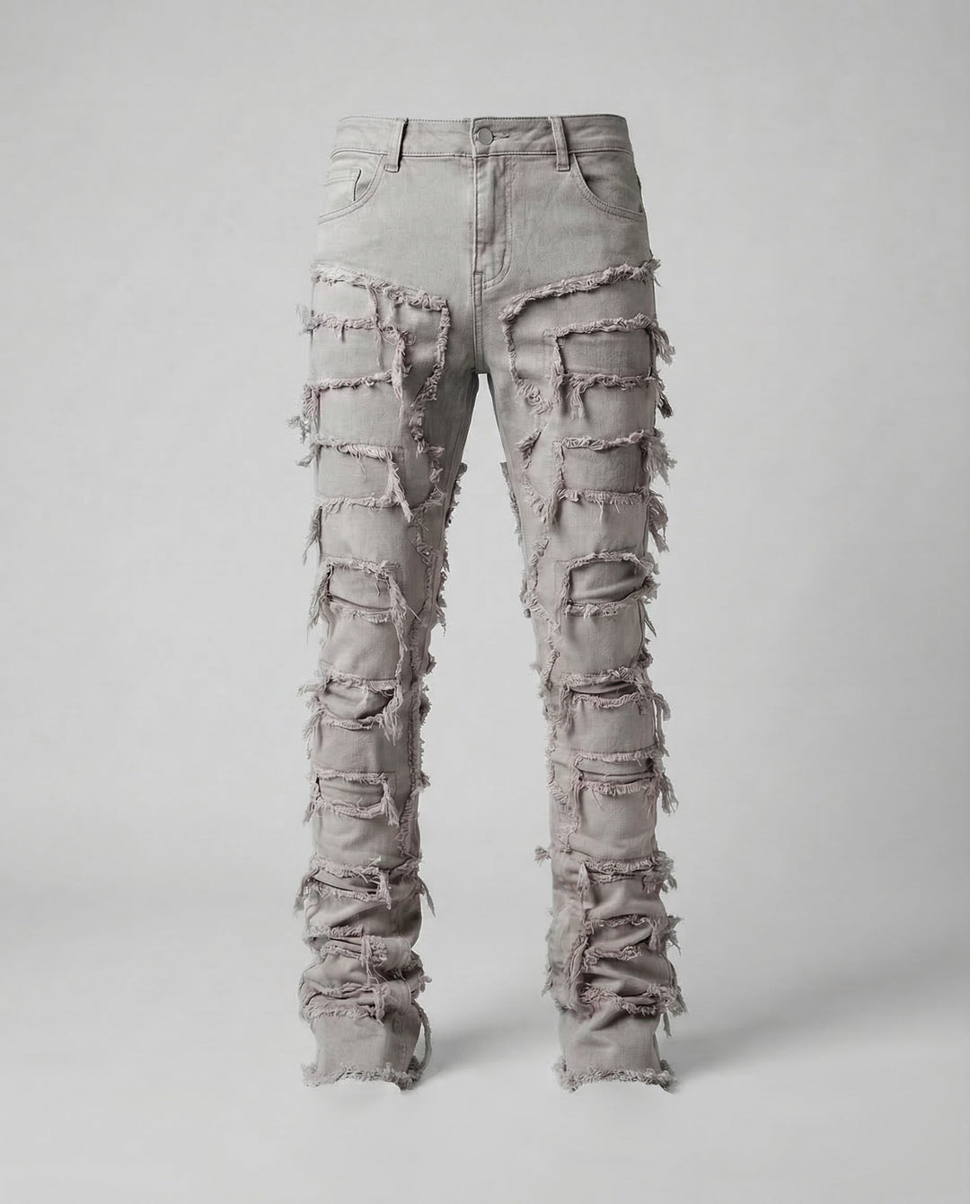 Edgy men's distressed denim jeans, slim fit, for a cool urban style & comfortable casual wear.