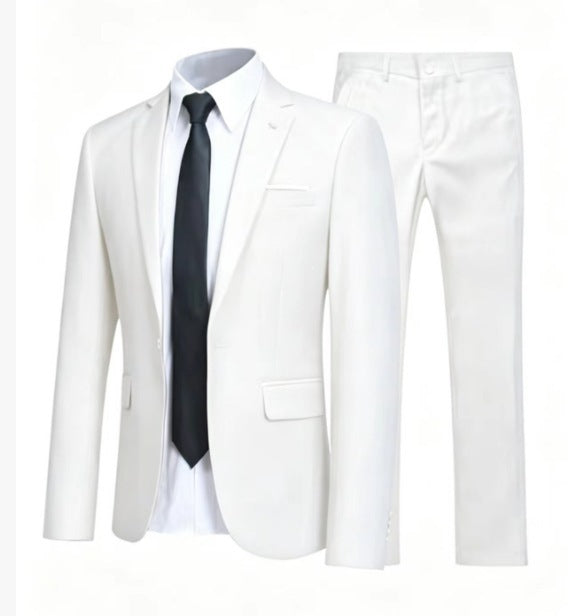 Men's digital print slim fit suit set featuring a sleek jacket and matching tailored pants.