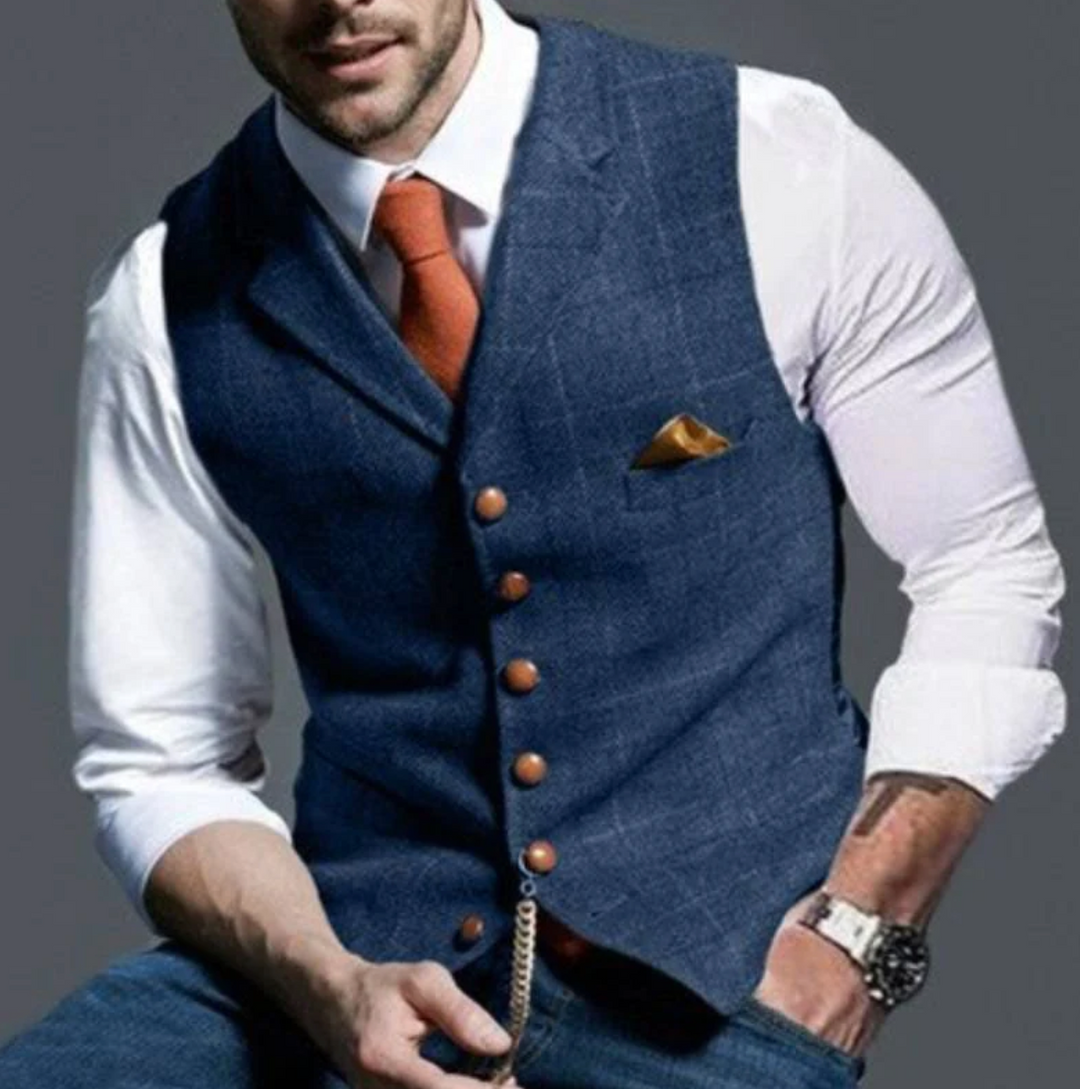 Men's slim fit dress vest, tailored for an elegant and sophisticated look.