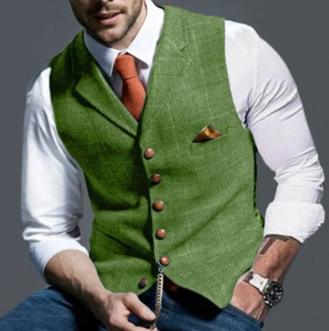 Formal men's dress vest, perfect for business casual or elegant events.