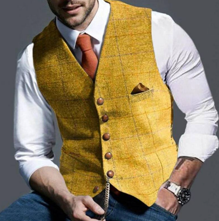 Tailored slim fit waistcoat for men, enhancing a sharp and sophisticated style.