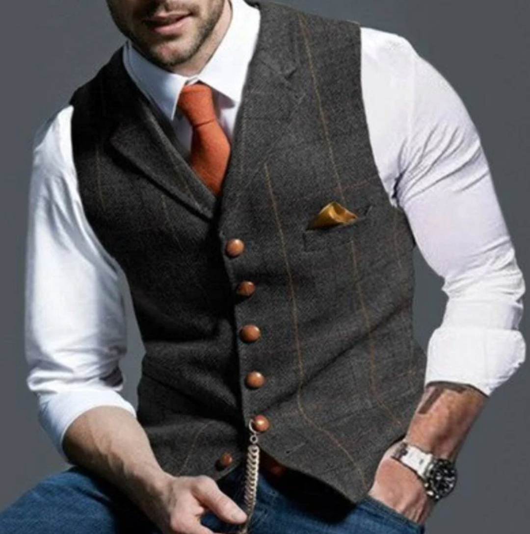 Sophisticated men's slim fit vest, offering a tailored, elegant look for any fashion-conscious man.