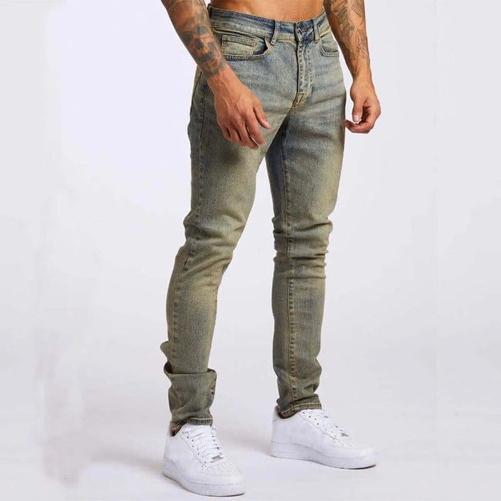 Premium men's slim-fit jeans, offering comfort, style, and a versatile casual bottom.