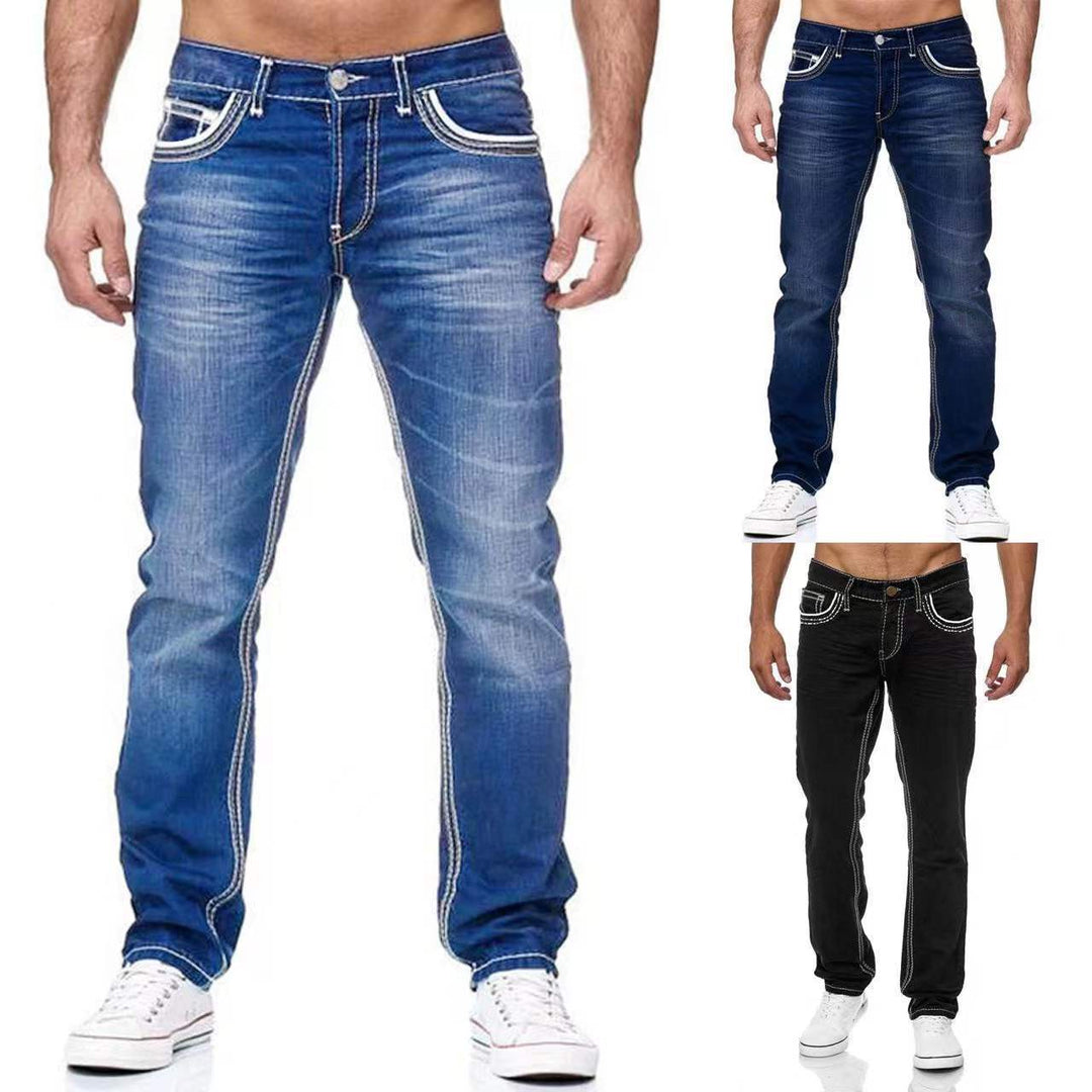 Men's slim fit jeans with a used-style wash for a casual cool look.