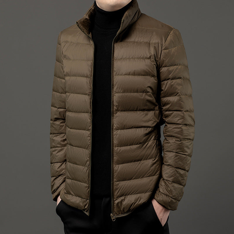 Men's slim-fit lightweight puffer jacket, stylish outerwear for winter & fall.