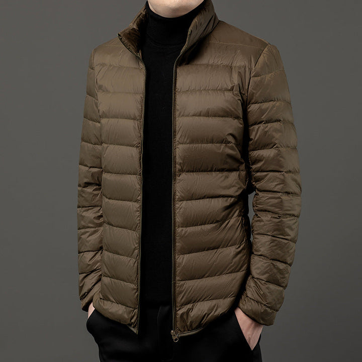 Men's slim-fit lightweight puffer jacket, stylish outerwear for winter & fall.