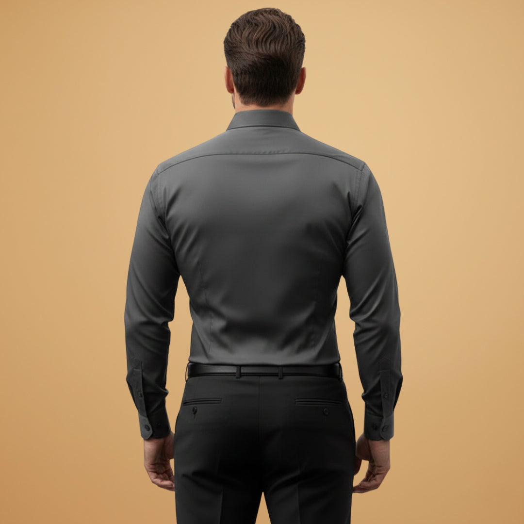 Stylish men's casual wear: Long sleeve slim fit pointed collar shirt
