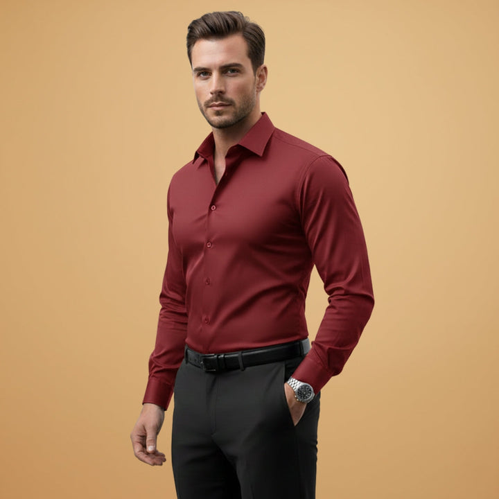 Versatile men's dress shirt: Slim fit, pointed collar, long sleeves