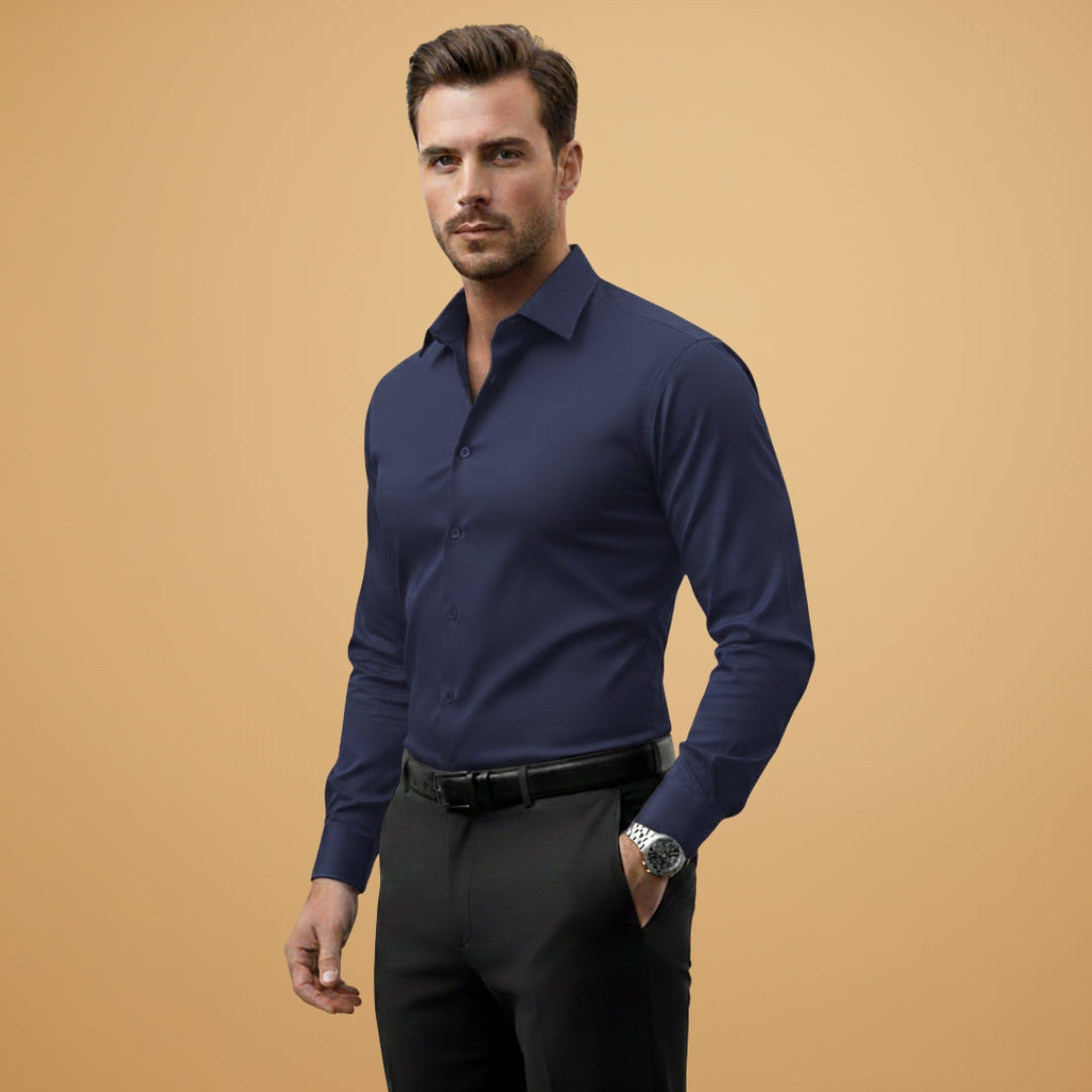 Men's pointed collar shirt, slim fit, ideal for office or evening